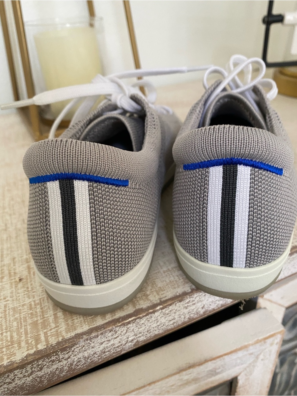 Rothys. Knit Lace-Up Sneakers in Light Gray. Like new!! 6.5